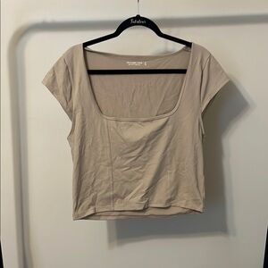Abercrombie & Fitch Tan Fitted Crop Blouse